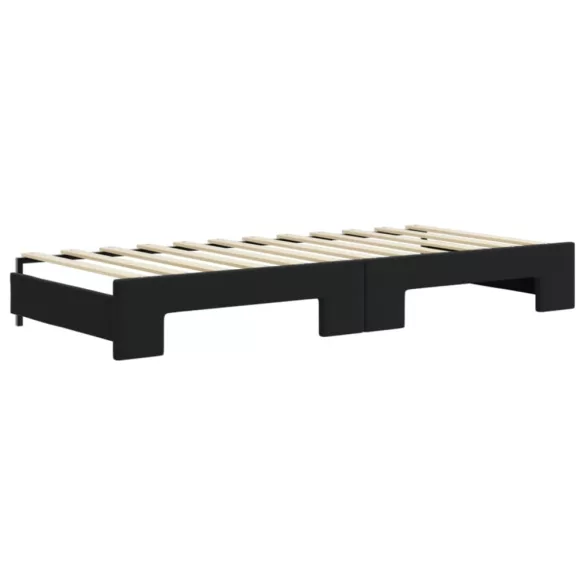 fekete kihúzható bársony heverő 80 x 200 cm