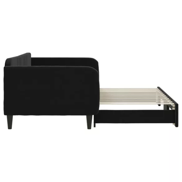 fekete kihúzható bársonyheverő 100 x 200 cm