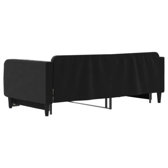 fekete kihúzható bársonyheverő 100 x 200 cm