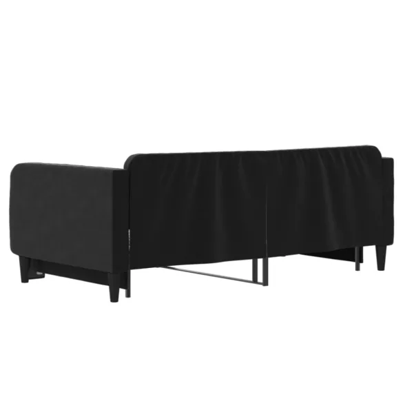 fekete kihúzható bársonyheverő 90 x 190 cm