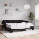 fekete kihúzható bársony heverő matraccal 80 x 200 cm
