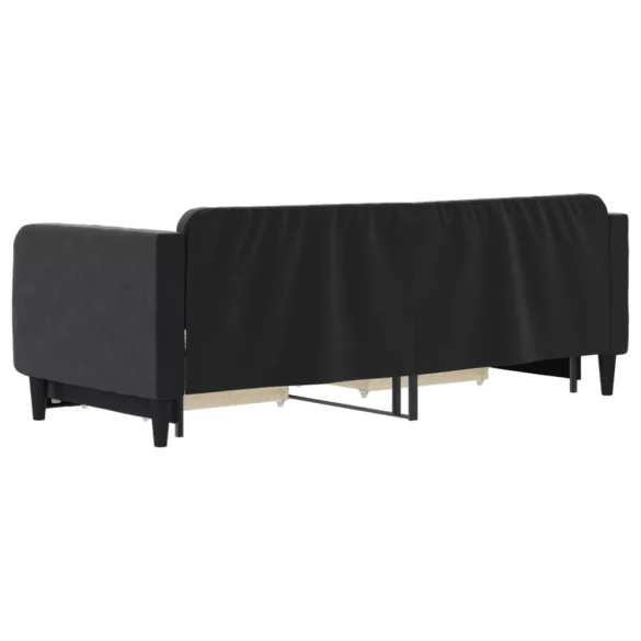 fekete kihúzható bársony heverő fiókkal 80 x 200 cm