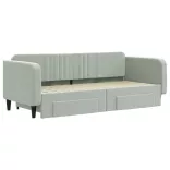 világosszürke kihúzható bársony heverő fiókkal 90 x 200 cm