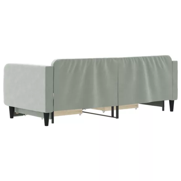 világosszürke kihúzható bársony heverő fiókkal 90 x 200 cm