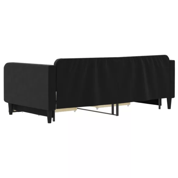 fekete kihúzható bársony heverő fiókkal 100 x 200 cm