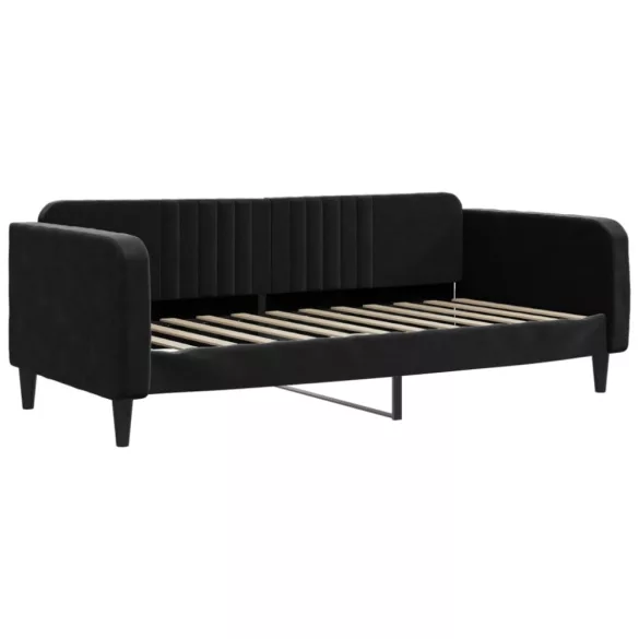 fekete kihúzható bársony heverő fiókkal 100 x 200 cm