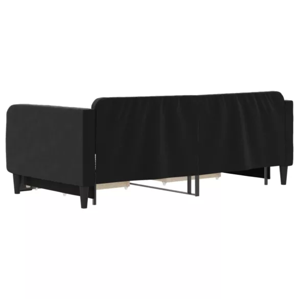 fekete kihúzható bársony heverő fiókkal 90 x 190 cm