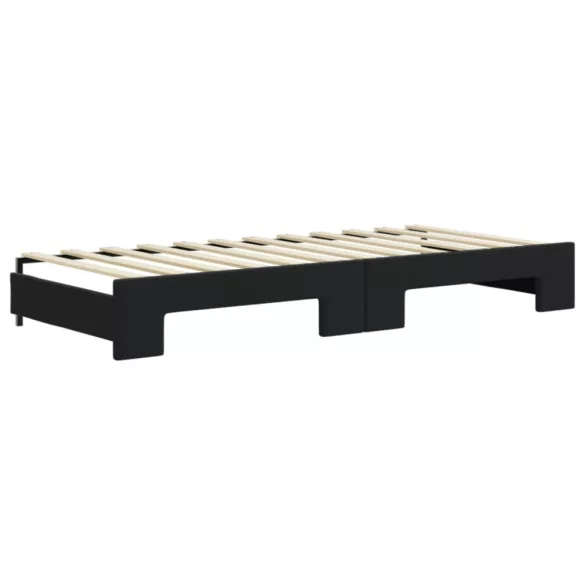 fekete kihúzható bársony heverő fiókkal 80 x 200 cm