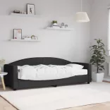 fekete szövet kanapéágy matraccal 80 x 200 cm