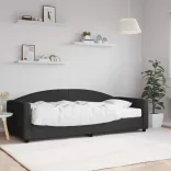 fekete szövet kanapéágy matraccal 90 x 200 cm