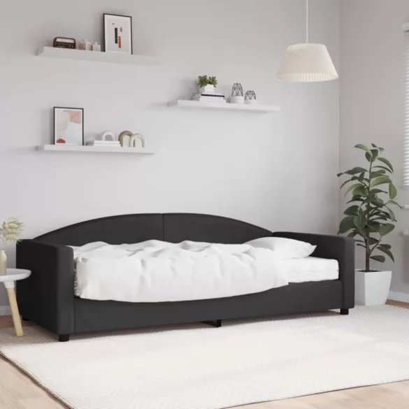 fekete szövet kanapéágy matraccal 90 x 200 cm