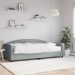 világosszürke szövet kanapéágy matraccal 100 x 200 cm