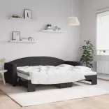 fekete kihúzható szövet heverő 80 x 200 cm