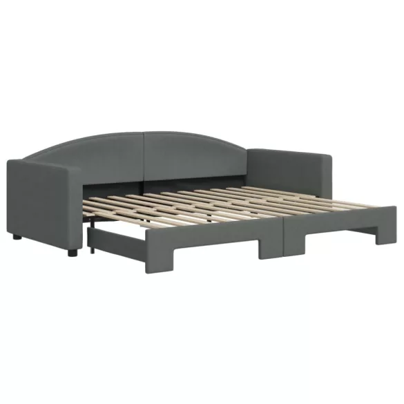sötétszürke kihúzható szövet heverő 90 x 200 cm