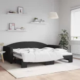 fekete kihúzható szövet heverő 90x200 cm