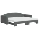sötétszürke kihúzható szövet heverő matraccal 90 x 200 cm