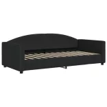 fekete kihúzható szövet heverő matracokkal 90 x 200 cm