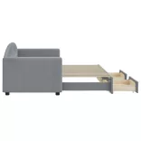 világosszürke kihúzható szövet heverő fiókokkal 80 x 200 cm