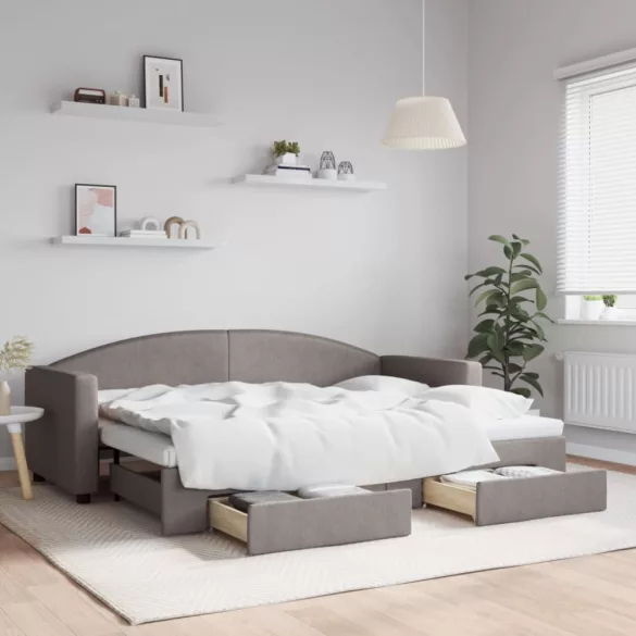 tópszínű kihúzható bársonyheverő fiókokkal 80 x 200 cm