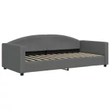 sötétszürke kihúzható szövet heverő fiókokkal 90 x 200 cm