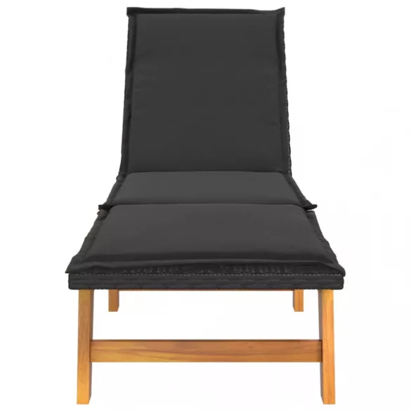 polyrattan és tömör akácfa napágy párnával