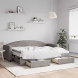 tópszínű kihúzható bársonyheverő fiókokkal 80 x 200 cm
