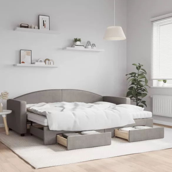 tópszínű kihúzható bársonyheverő fiókokkal 80 x 200 cm