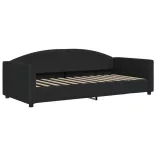 fekete kihúzható szövet heverő fiókokkal 90 x 200 cm