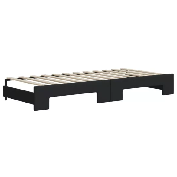 fekete kihúzható szövet heverő fiókokkal 90 x 200 cm