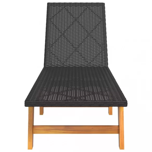 fekete-barna polyrattan és tömör akácfa napágy