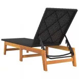 fekete-barna polyrattan és tömör akácfa napágy