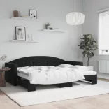 fekete kihúzható bársony heverő 80 x 200 cm