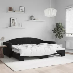 fekete kihúzható bársony heverő 80 x 200 cm