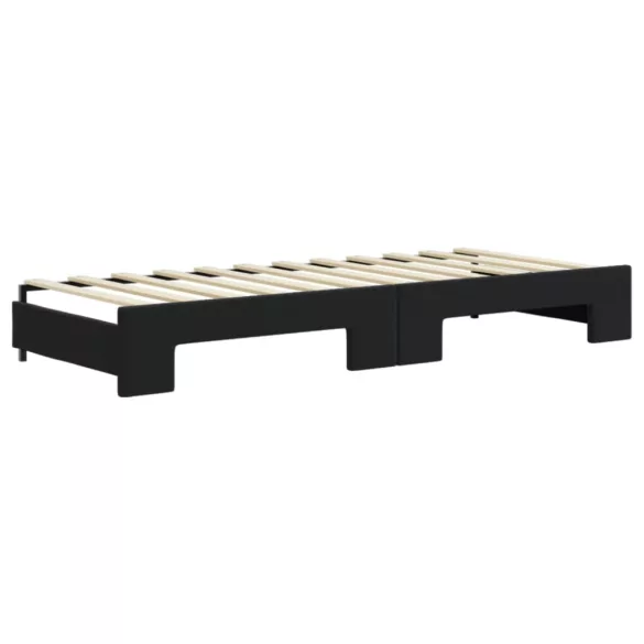 fekete kihúzható bársony heverő 80 x 200 cm