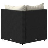 fekete polyrattan kerti sarokkanapé párnákkal