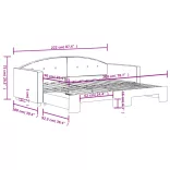 világosszürke kihúzható szövet heverő 90 x 200 cm