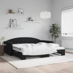 fekete kihúzható bársonyheverő 100 x 200 cm