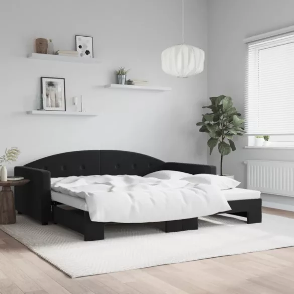 fekete kihúzható bársonyheverő 100 x 200 cm