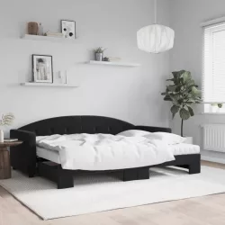 fekete kihúzható bársony heverő matraccal 80 x 200 cm
