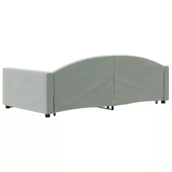 világosszürke kihúzható bársony heverő fiókkal 90 x 200 cm