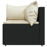 4 részes fekete polyrattan kerti ülőgarnitúra párnákkal