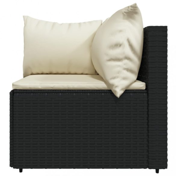 4 részes fekete polyrattan kerti ülőgarnitúra párnákkal