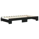 fekete kihúzható bársony heverő fiókkal 100 x 200 cm