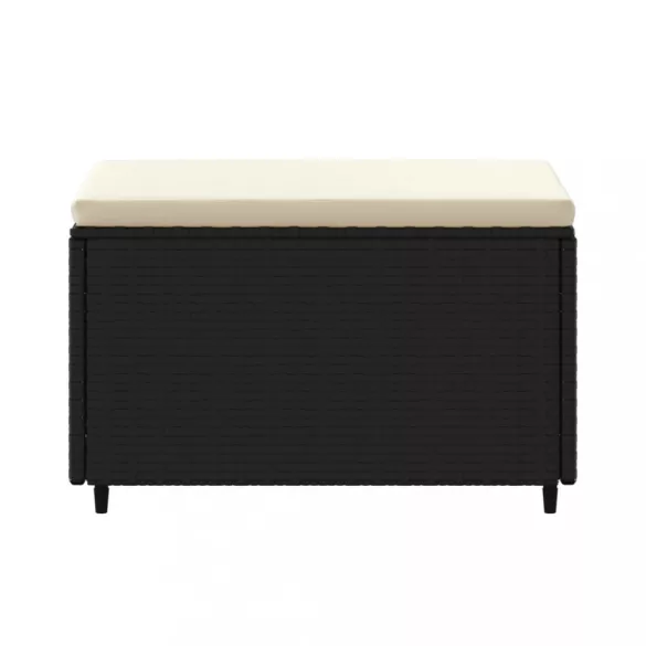 fekete polyrattan kerti lábtartó párnával