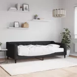 fekete szövet kanapéágy matraccal 90 x 200 cm