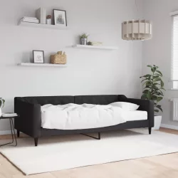 fekete szövet kanapéágy matraccal 90 x 200 cm