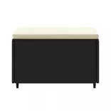 2 db fekete polyrattan kerti lábtartó párnákkal