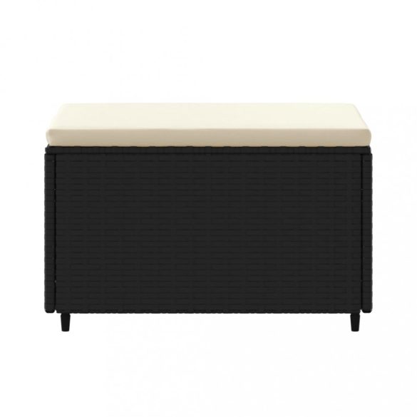 2 db fekete polyrattan kerti lábtartó párnákkal