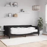 fekete szövet kanapéágy matraccal 90 x 190 cm