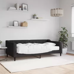 fekete szövet kanapéágy matraccal 90 x 190 cm